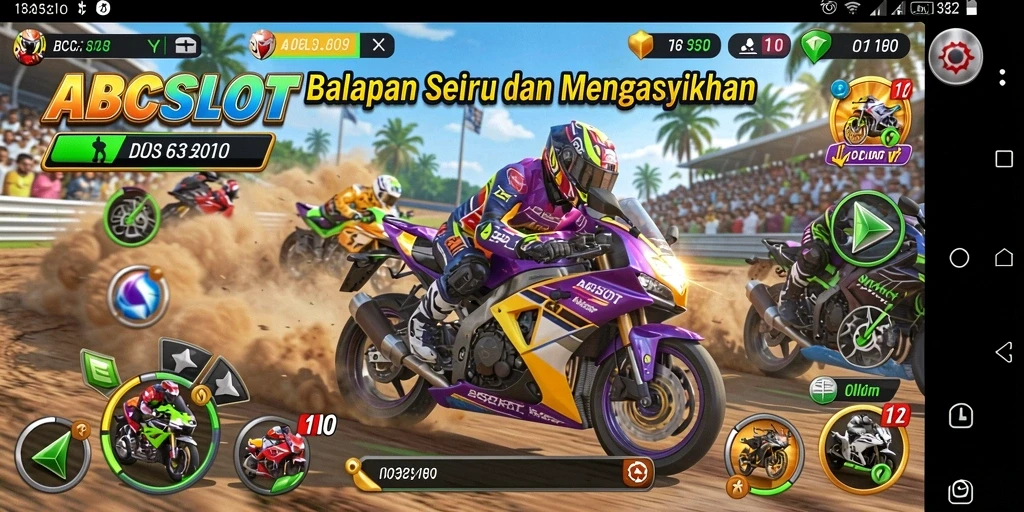Tampilan gameplay seru balapan motor di ABCSLOT.