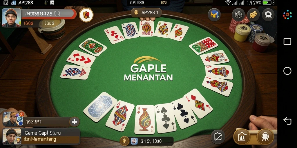 Tampilan apik gameplay Gaple di API288 dengan berbagai kartu dan interaksi pemain.