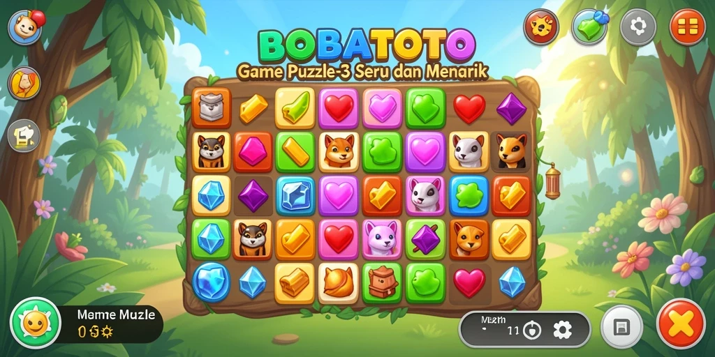 Tampilan gameplay seru dari BOBATOTO, cocok untuk penggemar Match-3.