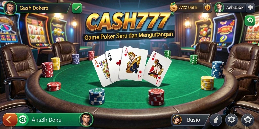 Screenshot utama CASH777 menampilkan permainan Poker yang intens dan mendebarkan.