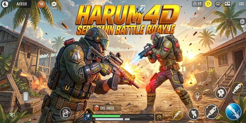 Tampilan gameplay HARUM4D dengan aksi Battle Royale yang mendebarkan.