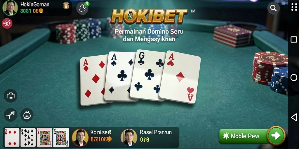 Tampilan antarmuka HOKIBET yang menarik saat bermain permainan Domino.