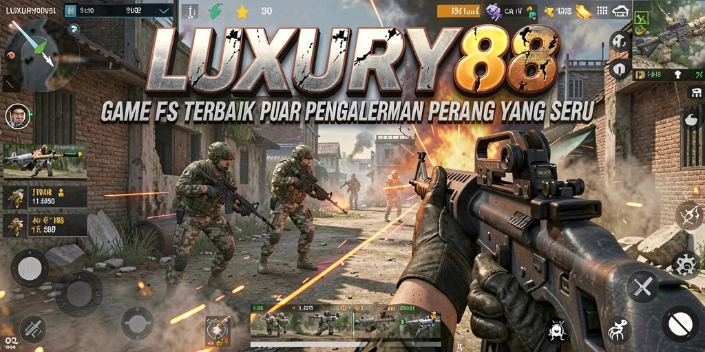 Tampilan seru gameplay LUXURY88 dalam pertempuran FPS.