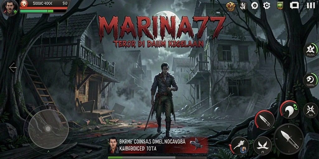 Screenshot utama MARINA77 menampilkan suasana gameplay yang mencekam.
