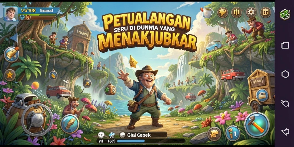 Tampilan gameplay VW108 dengan eksplorasi dunia petualangan.