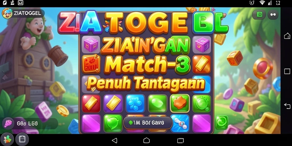 Screenshot gameplay ZIATOGEL dengan suasana Match-3 yang seru.